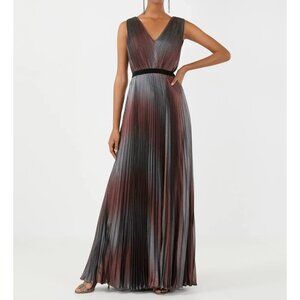knee length dresses for ladies BCBGMAXAZRIA Metallic Pleated Gown – Runway Catalog main image 1